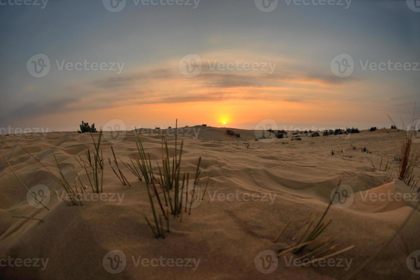 beau coucher de soleil dans le désert photo