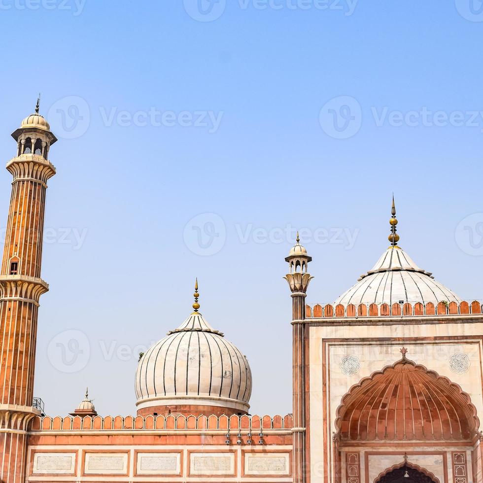 détail architectural de la mosquée jama masjid, vieux delhi, inde, l'architecture spectaculaire de la grande mosquée du vendredi jama masjid à delhi 6 pendant la saison de ramzan, la mosquée la plus importante d'inde photo