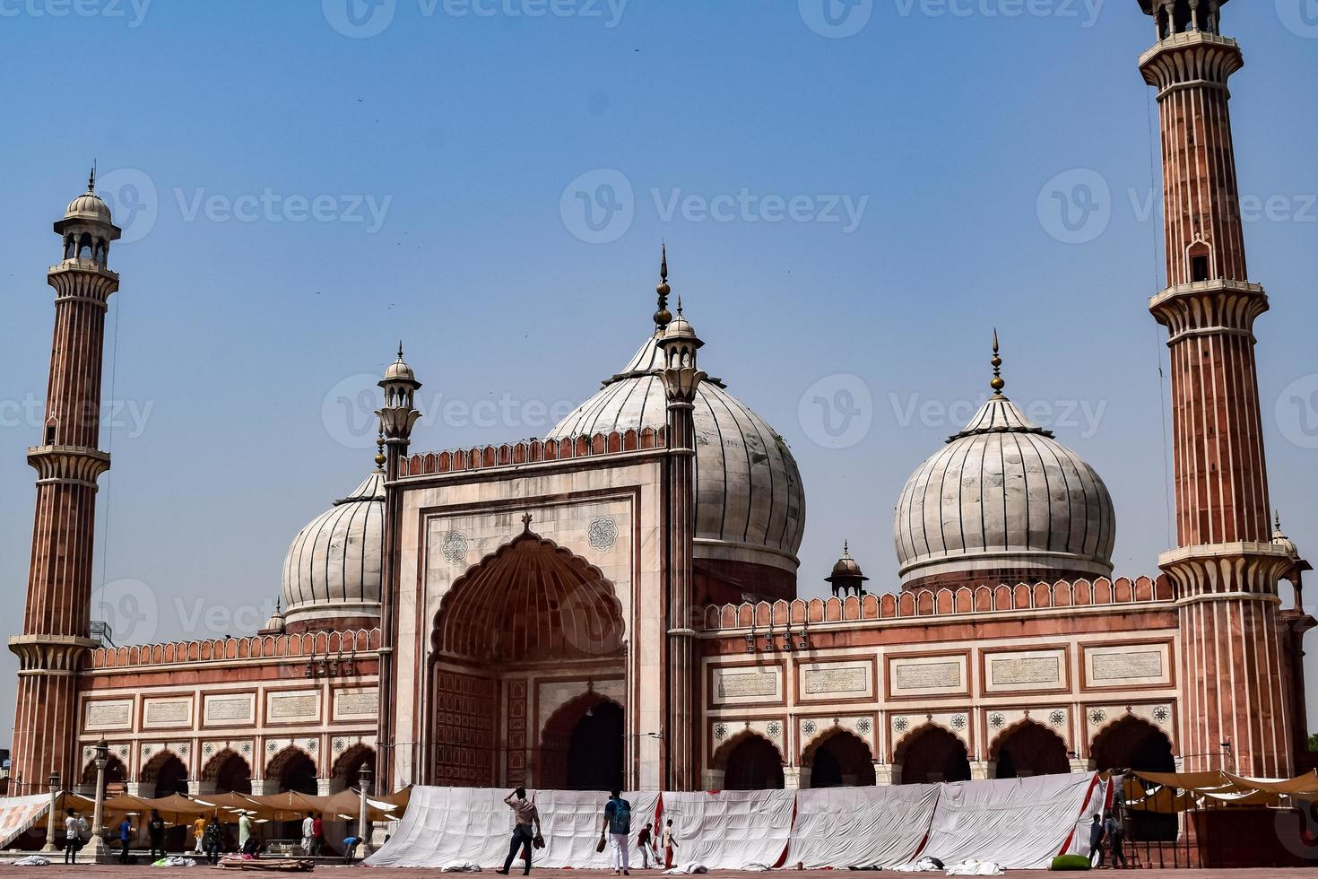 détail architectural de la mosquée jama masjid, vieux delhi, inde, l'architecture spectaculaire de la grande mosquée du vendredi jama masjid à delhi 6 pendant la saison de ramzan, la mosquée la plus importante d'inde photo