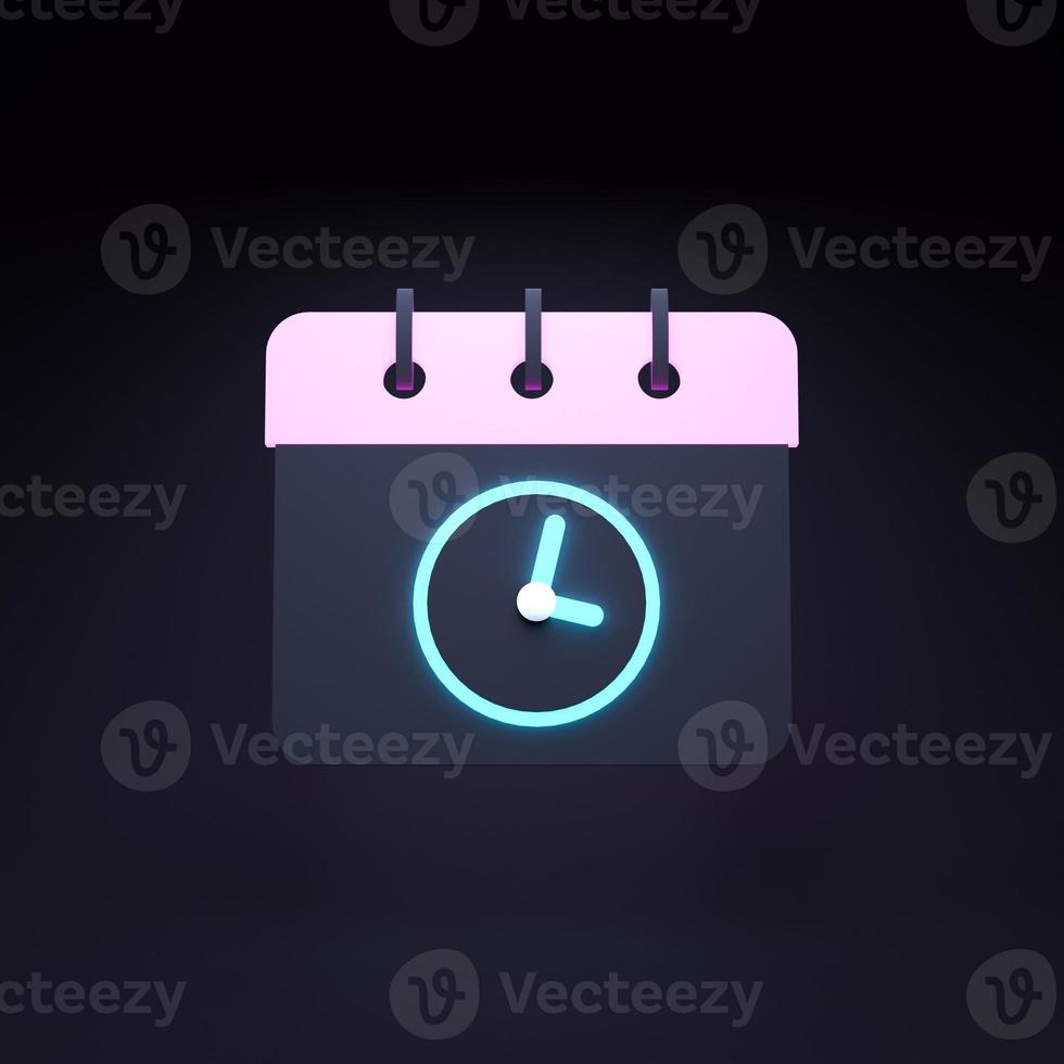 icône de calendrier avec horloge. illustration de rendu 3d. photo