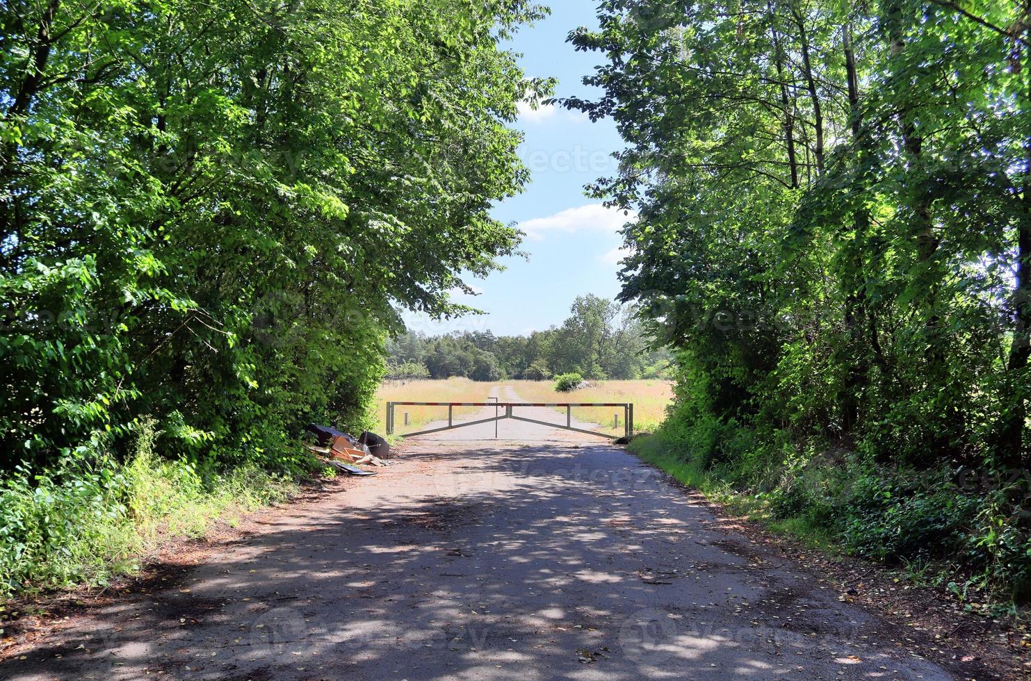 belle vue sur les routes de campagne avec champs et arbres en europe du nord photo