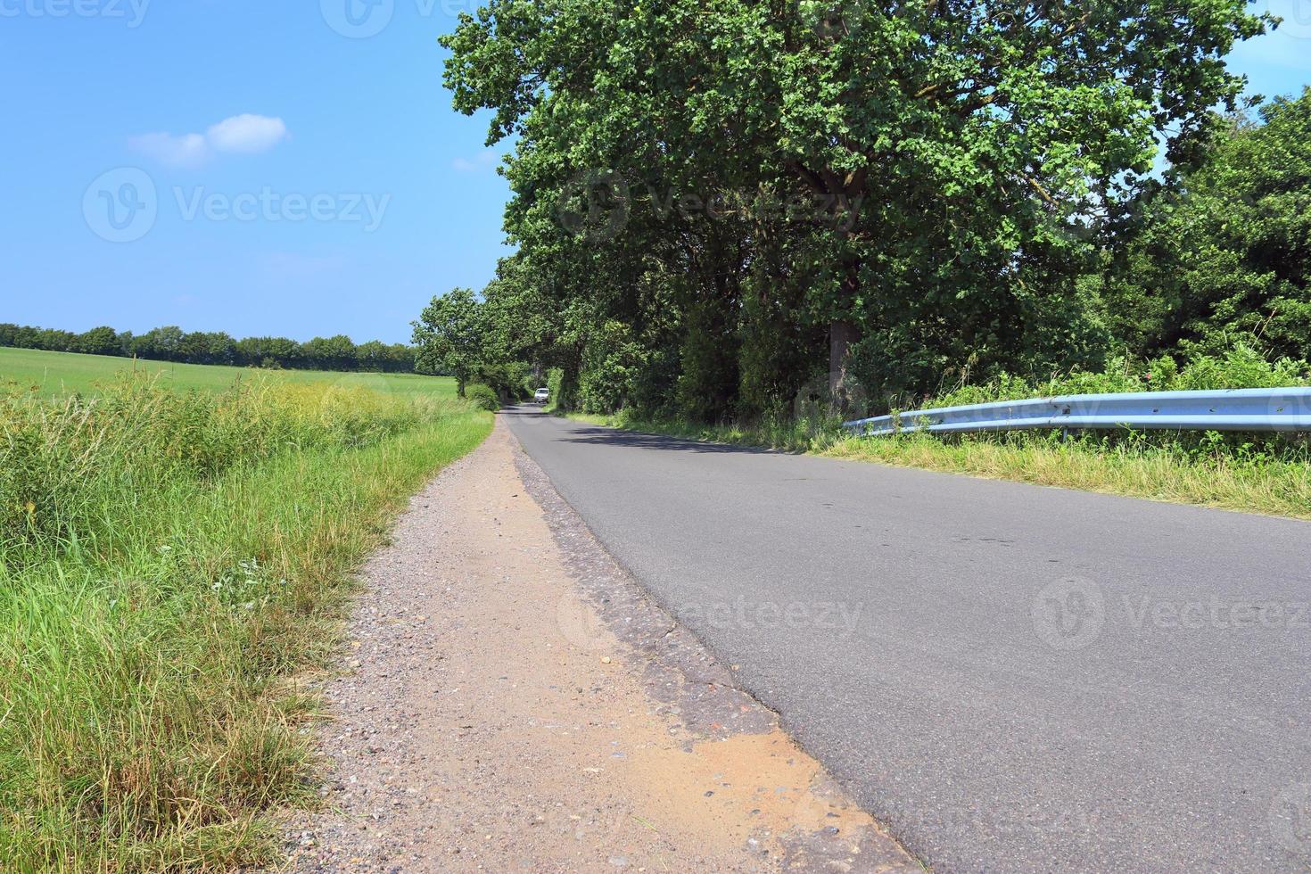 belle vue sur les routes de campagne avec champs et arbres en europe du nord photo