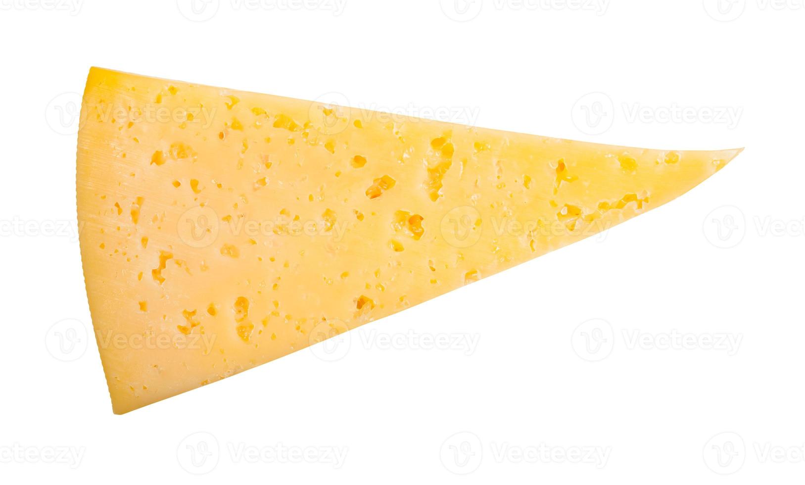 vue de dessus du morceau triangulaire de fromage jaune photo