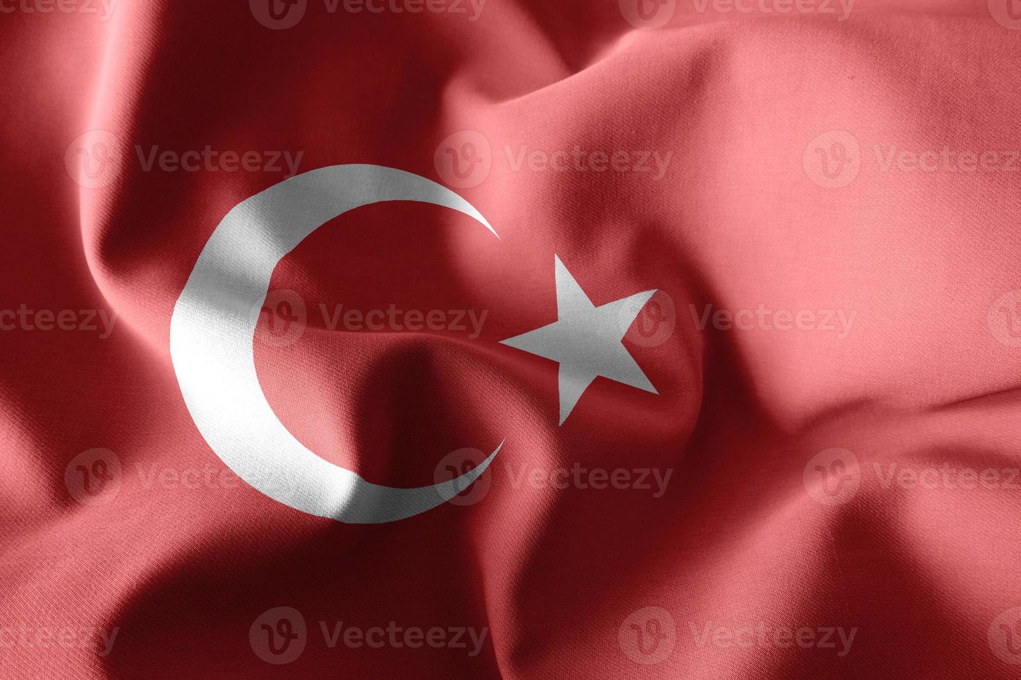 rendu 3d agitant le drapeau de soie de la turquie photo