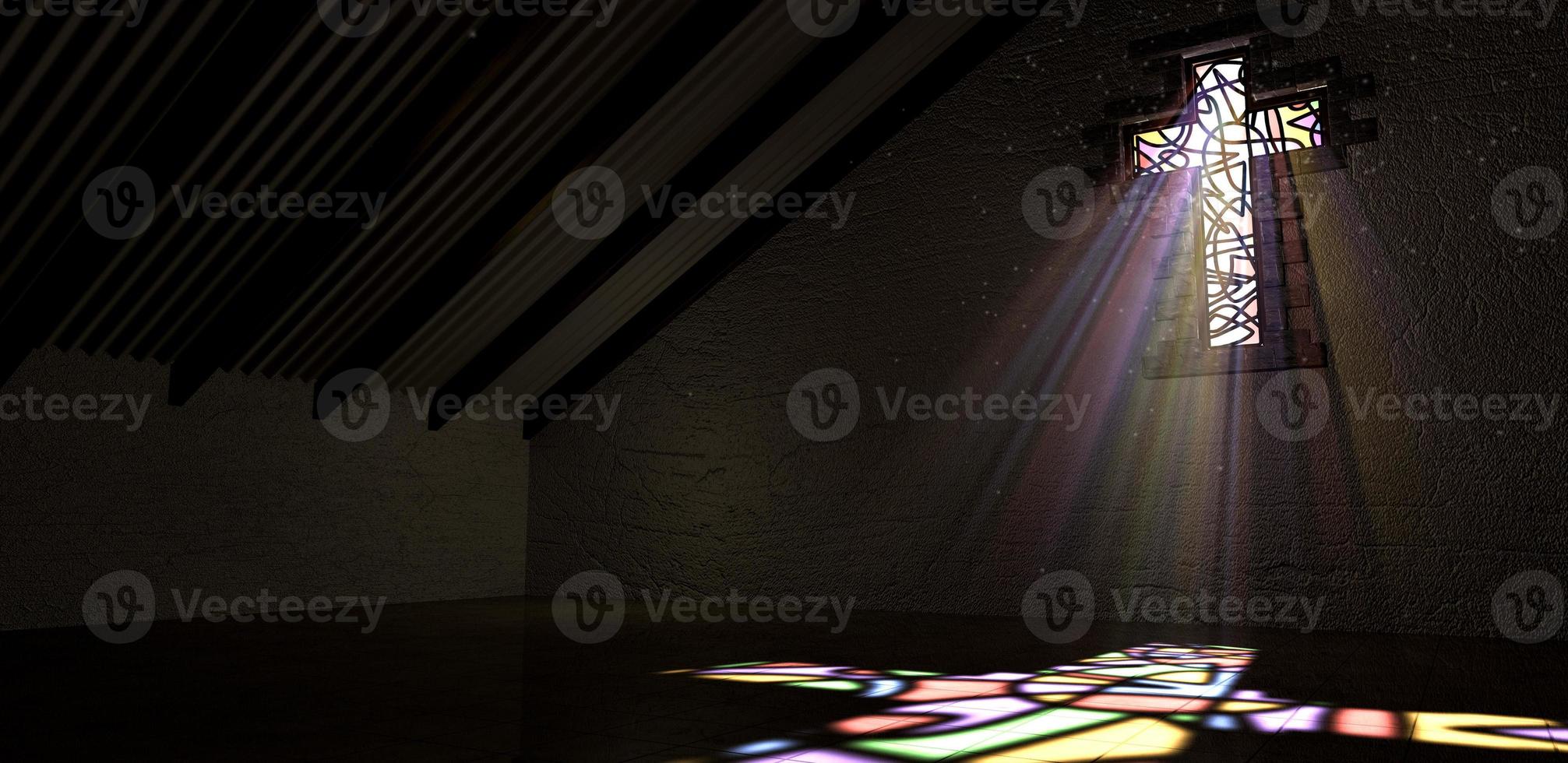 vitrail crucifix lumière rayon couleur photo