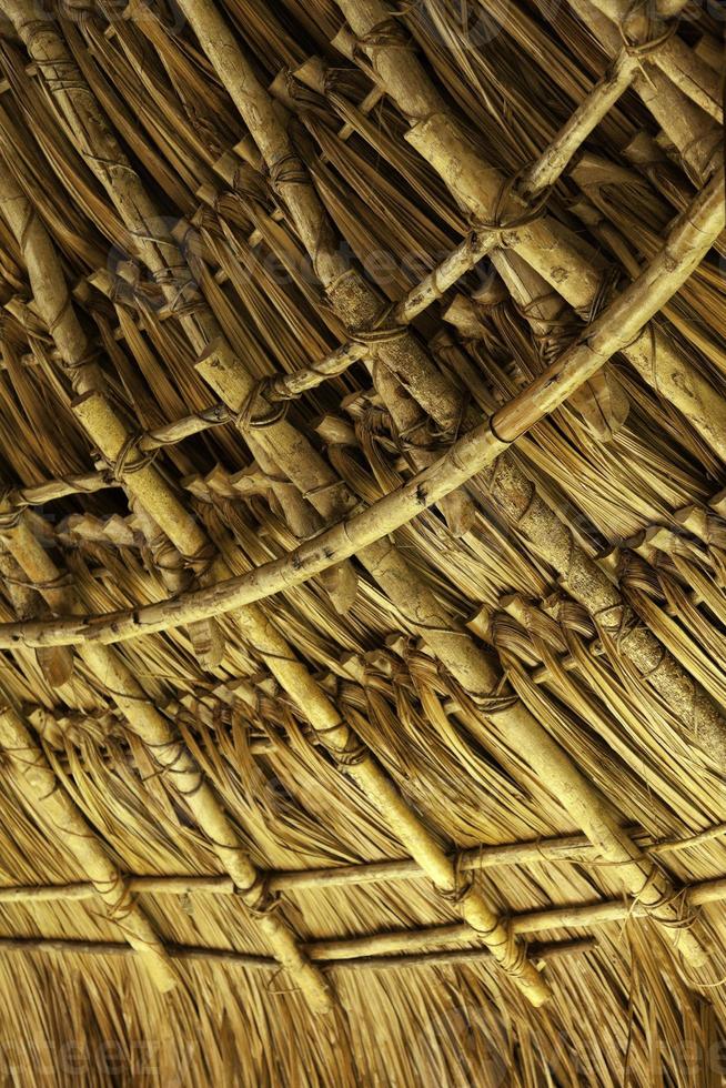 toit en bois dans une cabane indigène tropicale photo