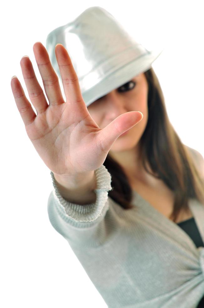 femme isolée sur blanc photo