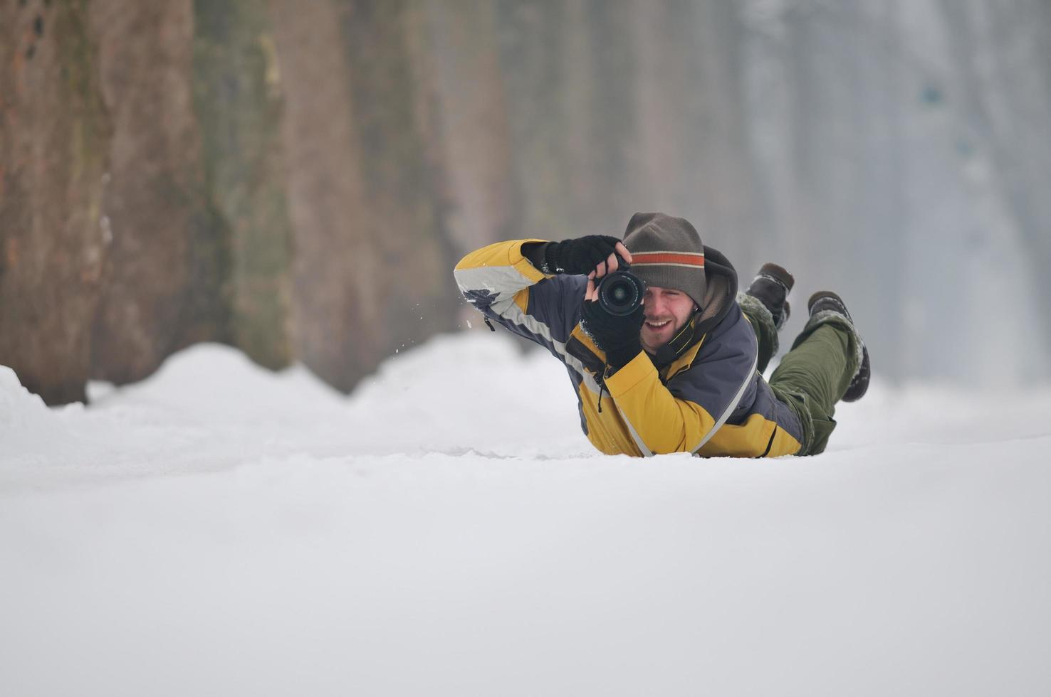 photographe sous la neige photo