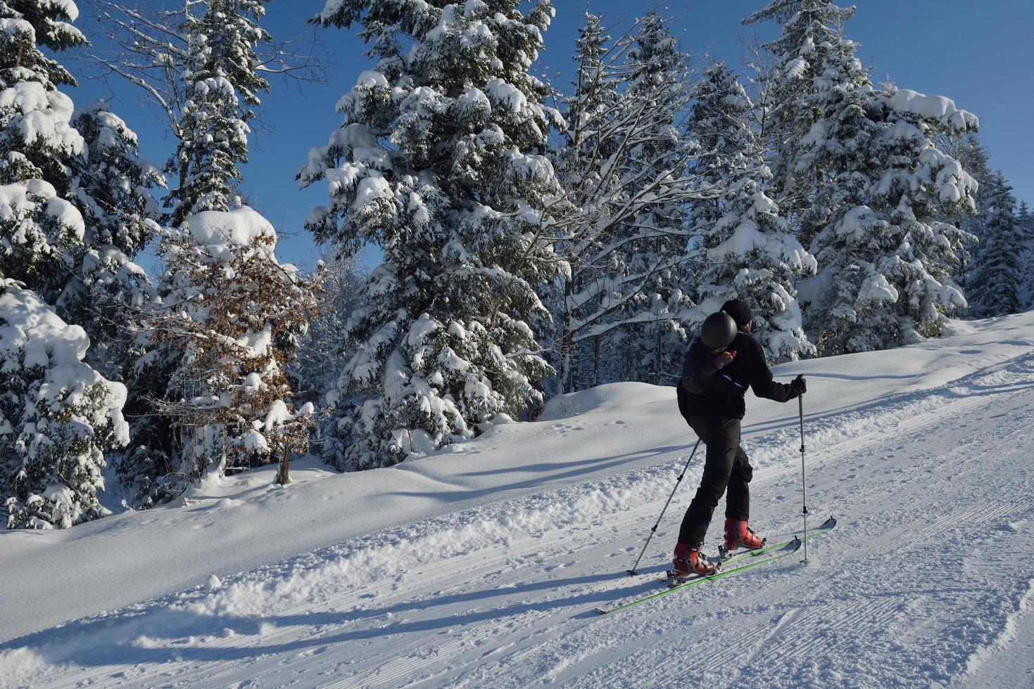 les gens d'hiver s'amusent et skient photo