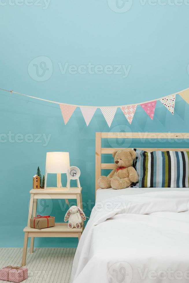 la chambre pour enfant, chambre bleue moderne pour enfant photo