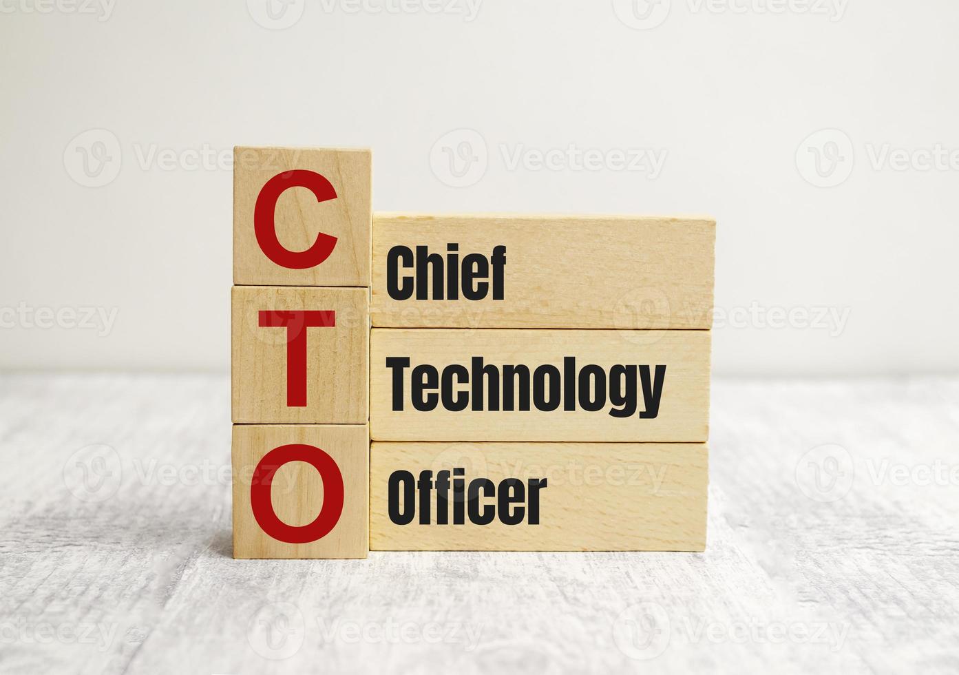 cto caractère. directeur de la technologie. directeur de la technologie. écrit sur trois blocs de bois. photo