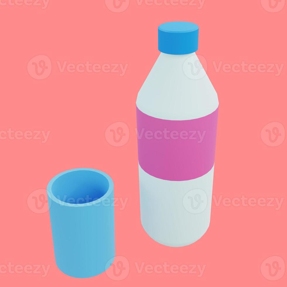 verre d'illustration de rendu 3d avec bouteille photo