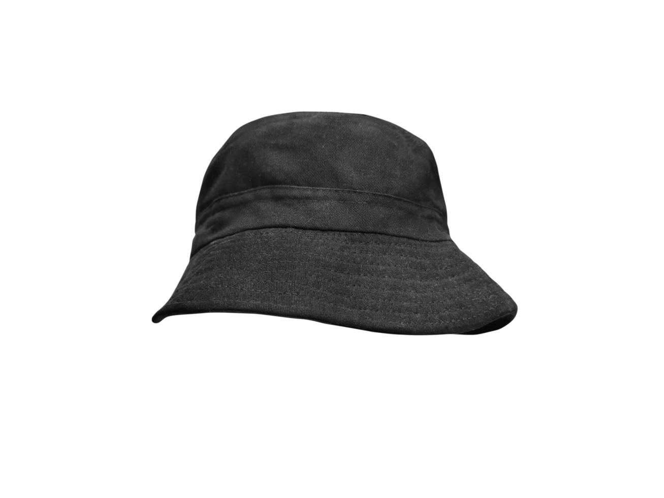 Chapeau de seau noir sur fond blanc photo