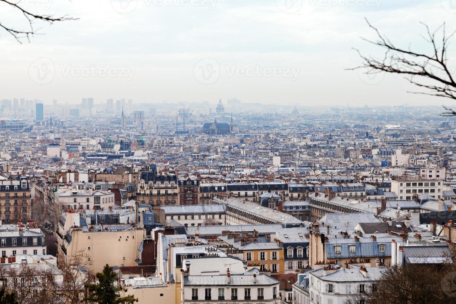 horizon de la ville de paris depuis la colline de montmartre photo