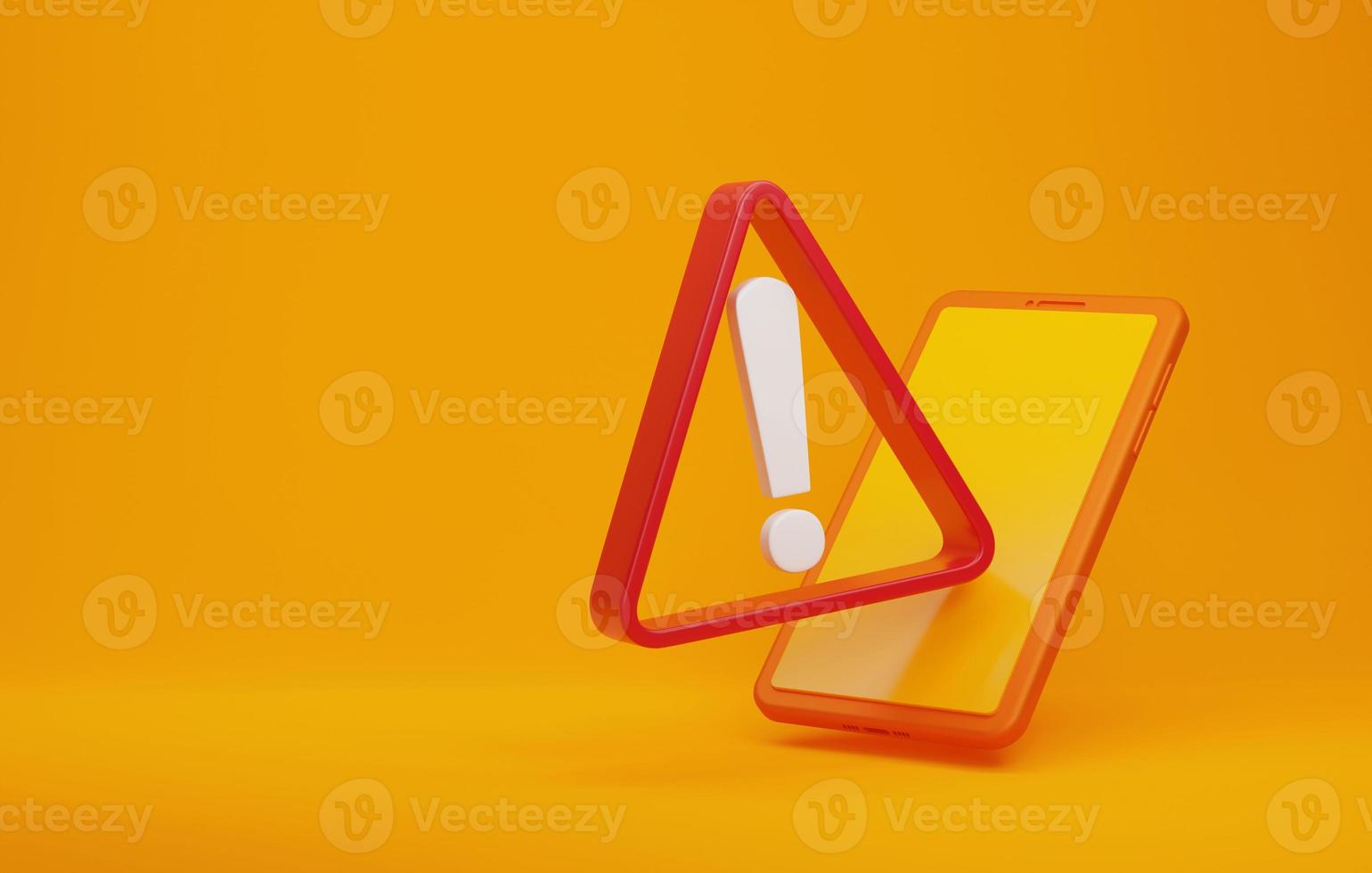 symbole de badge de notification mobile sur fond orange. rendu 3d, illustration 3d photo