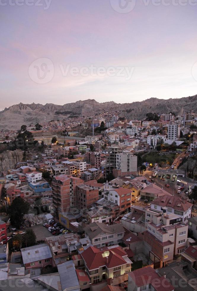 vue sur la paz, bolivie, le soir photo