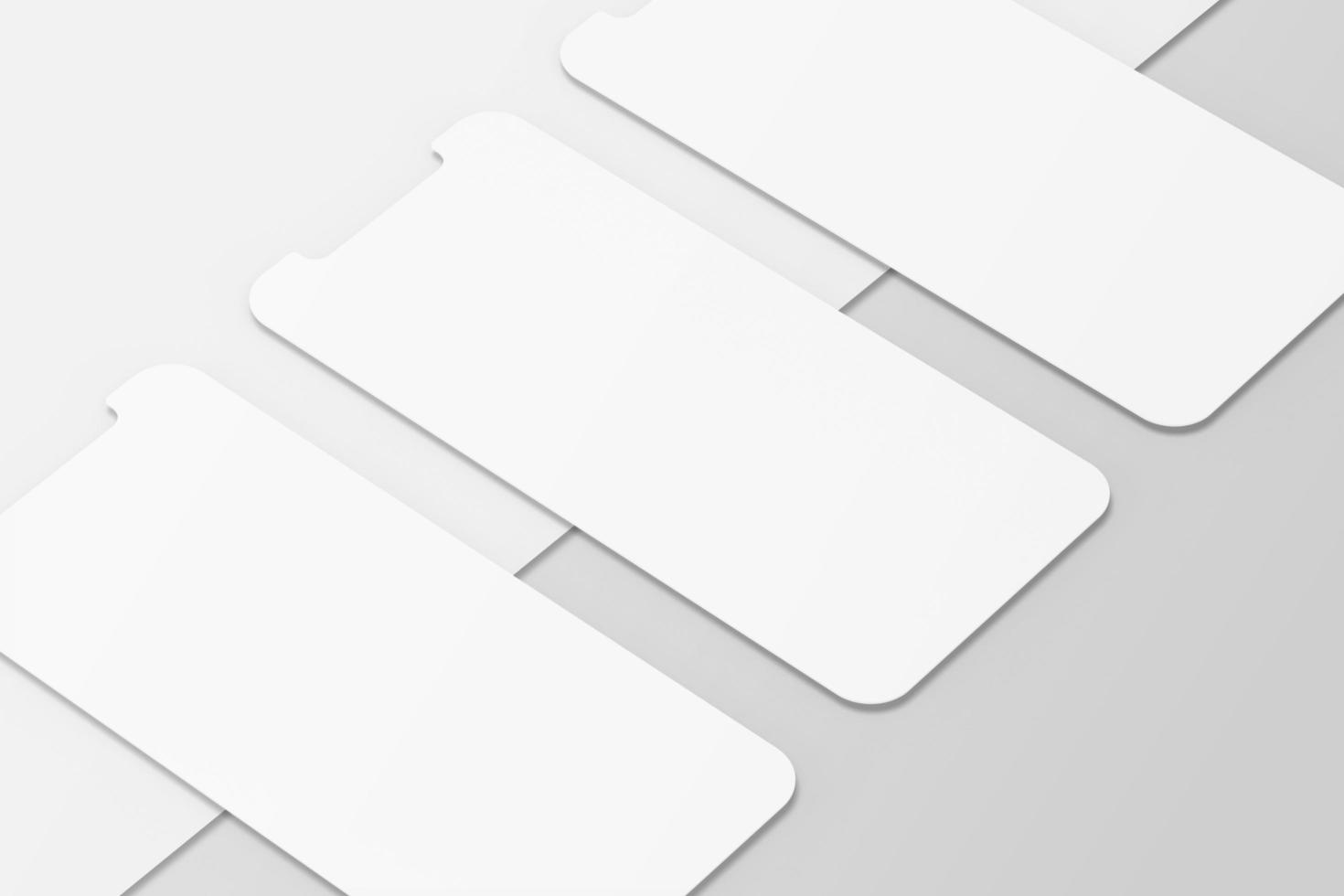 maquette de smartphone réaliste blanc espace vide. téléphone mobile 3d avec écran blanc vierge et éléments d'interface utilisateur. modèle de téléphone portable moderne avec isolé. photo