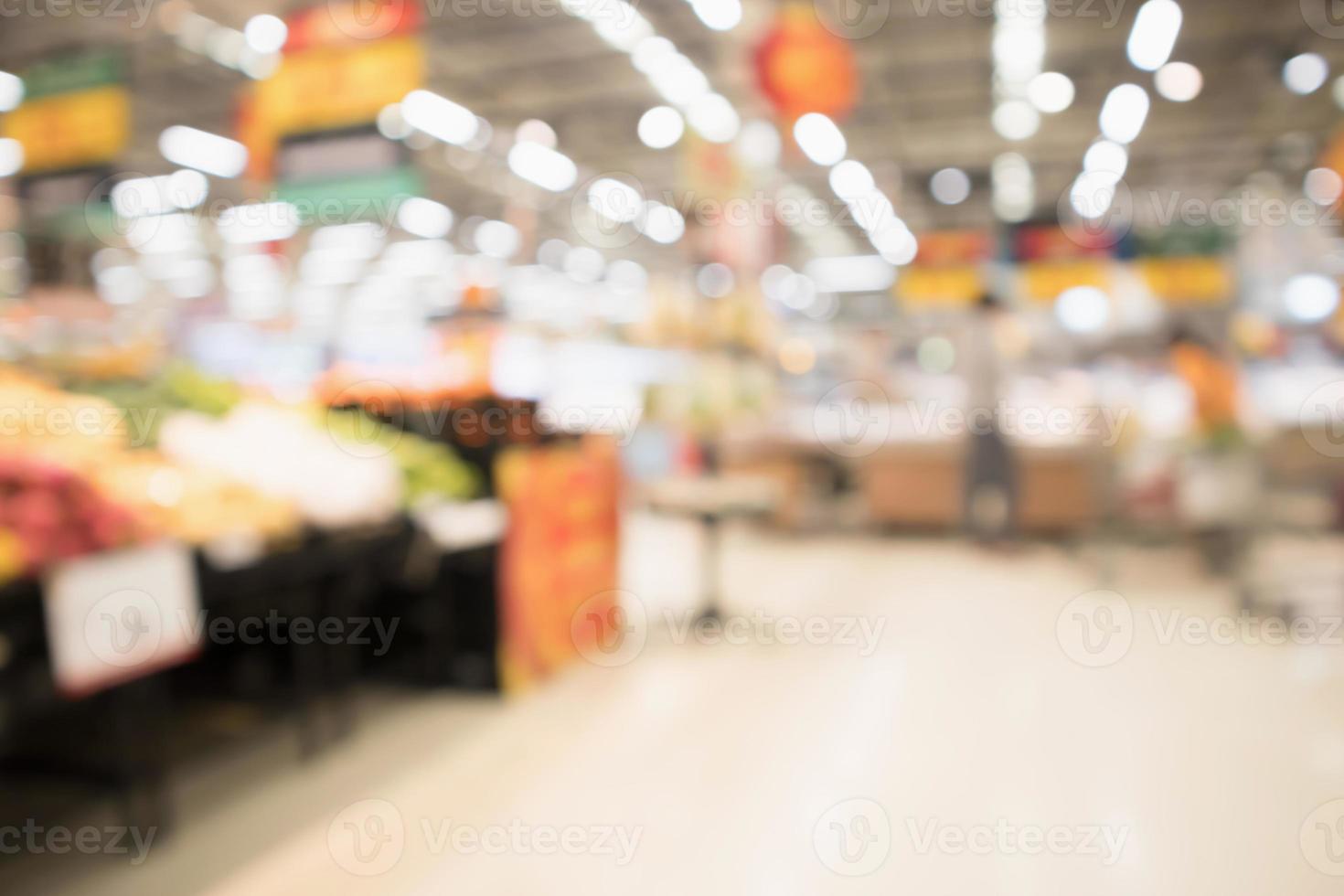 Supermarché abstrait épicerie arrière-plan flou défocalisé avec lumière bokeh photo