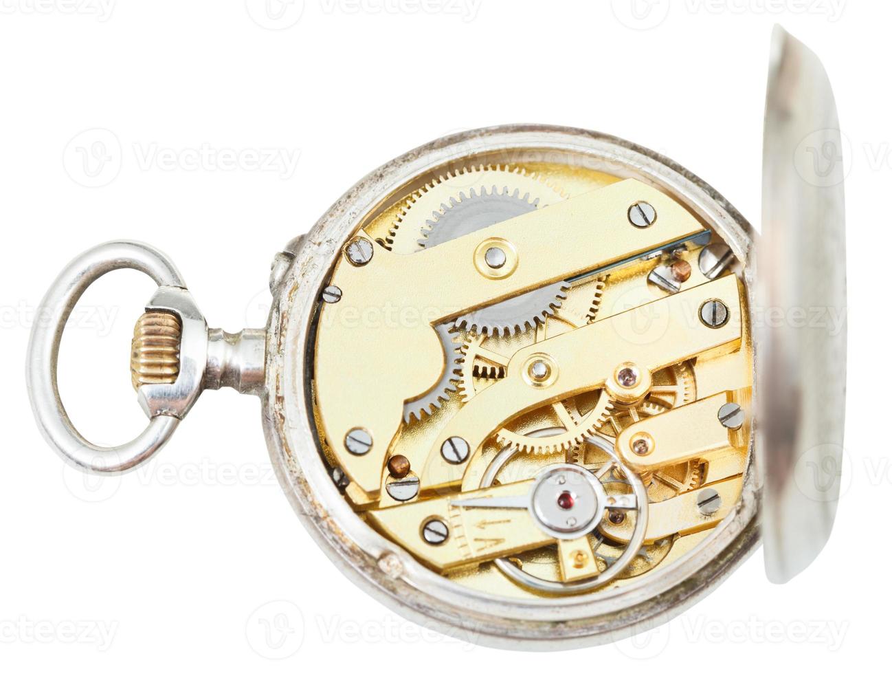 Au-dessus de la montre en argent rétro d'horlogerie en laiton photo