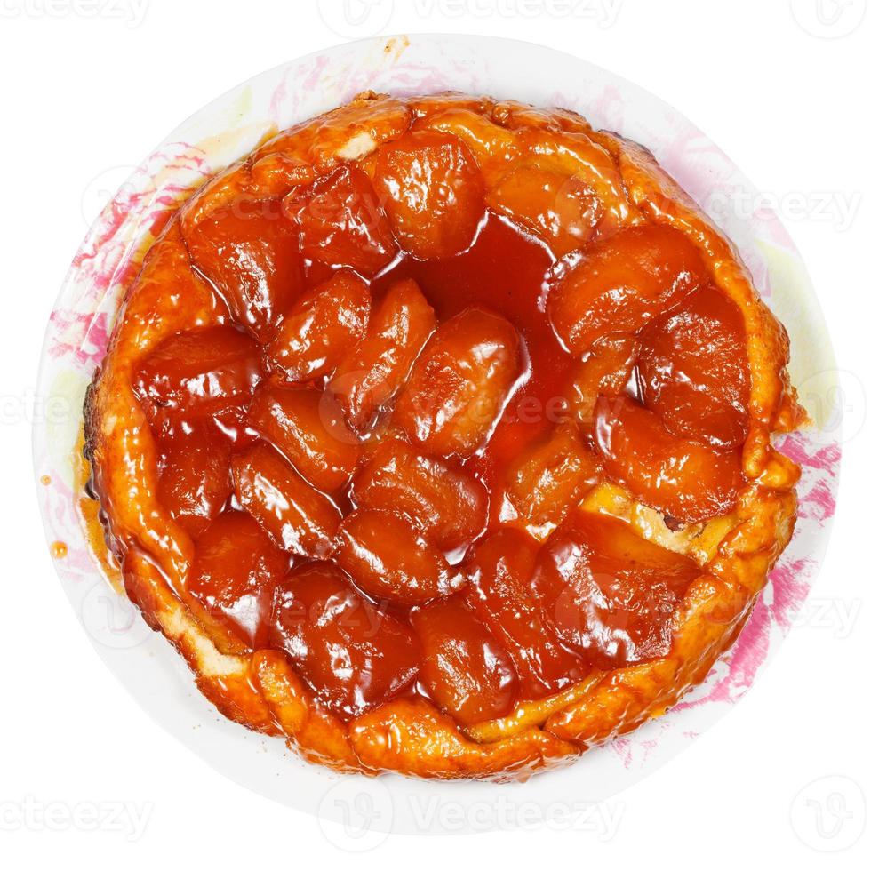 vue de dessus de tatin de tarte aux pommes sur la plaque photo