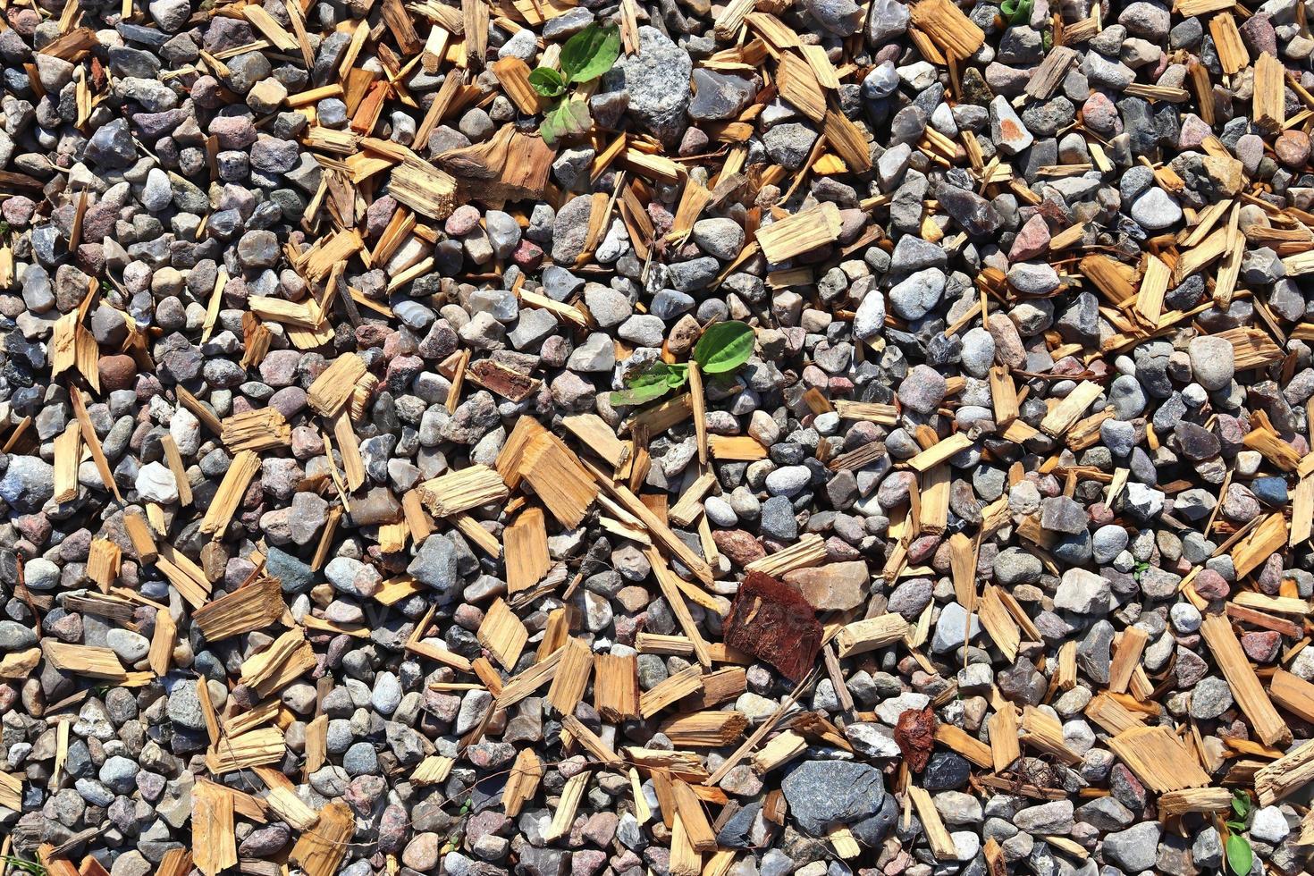 vue rapprochée détaillée sur les cailloux et les pierres sur une texture de sol en gravier photo