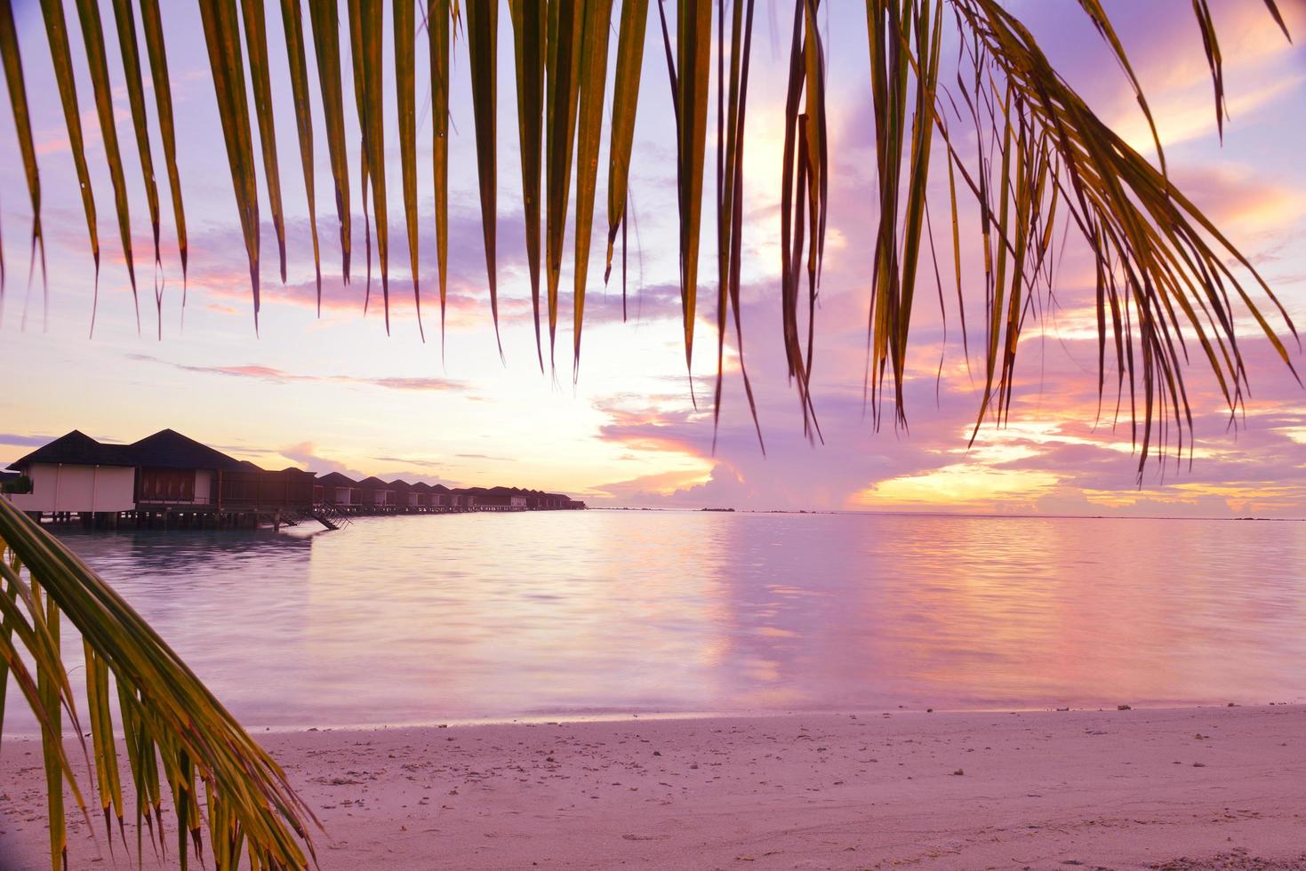 coucher de soleil sur la plage tropicale photo