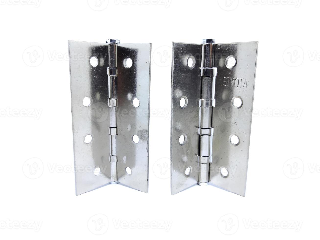 une paire de charnières de porte en fer aluminium sur fond blanc photo