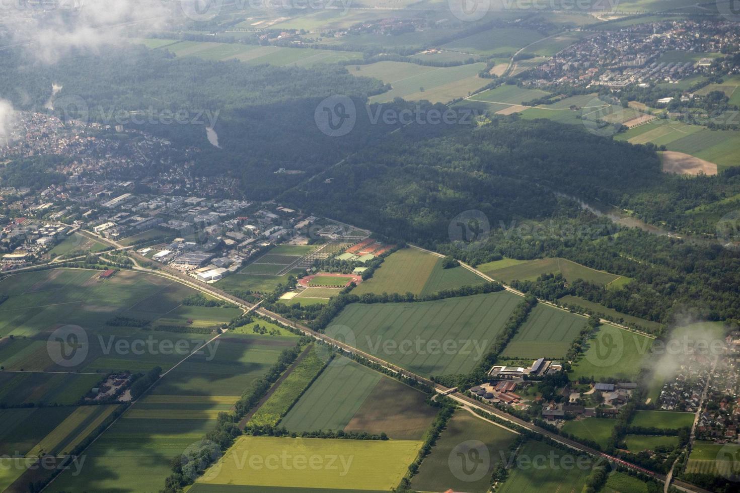 munchen bavière allemagne paysage aérien de l'avion champs cultivés photo