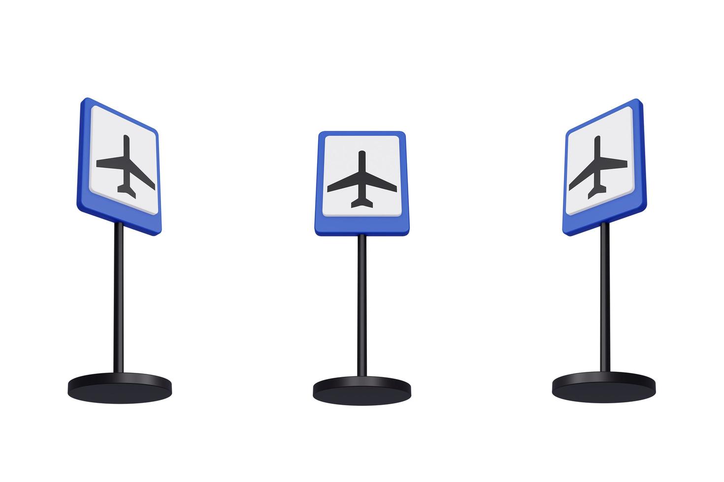 Rendu 3d illustration des panneaux de signalisation de l'aéroport photo