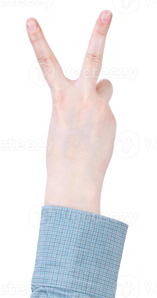 signe du doigt de la victoire - geste de la main photo