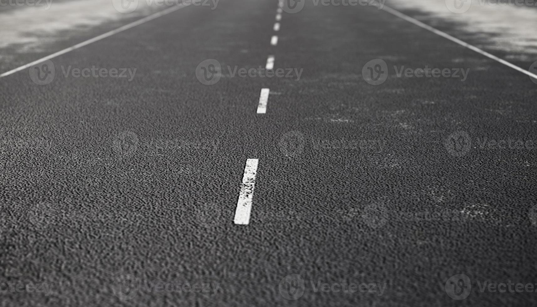 surface de la route asphaltée rugueuse et grunge. concept de transport et de voyage. cette image n'a pas de flou et d'artefact, seulement de la profondeur de champ et de la texture de la route. rendu 3d photo