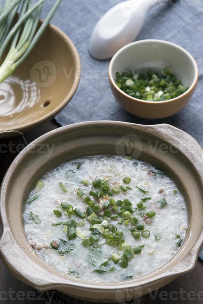 soupe de riz au porc et oignons verts photo