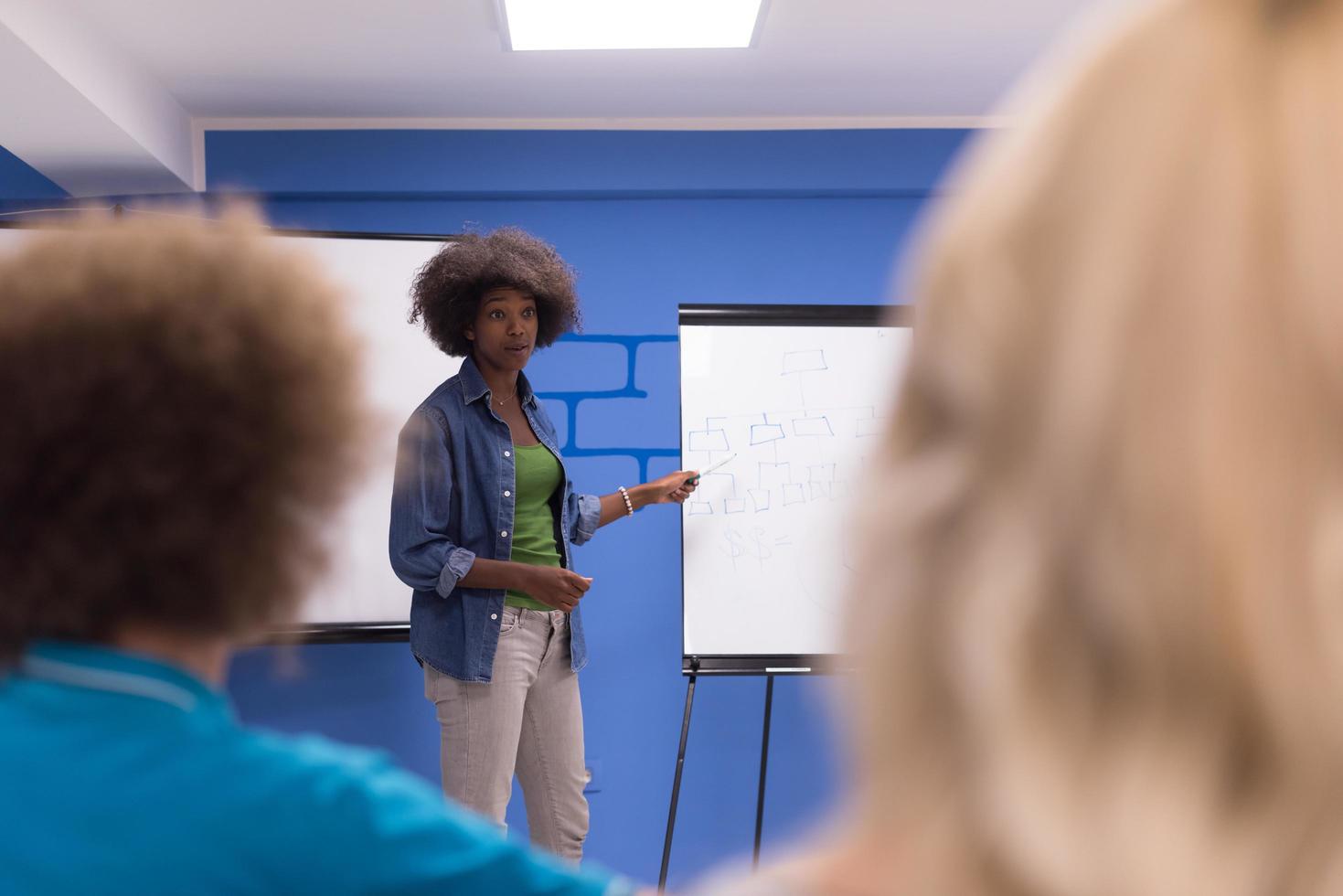 femme noire conférencier séminaire entreprise concept de réunion d'affaires photo