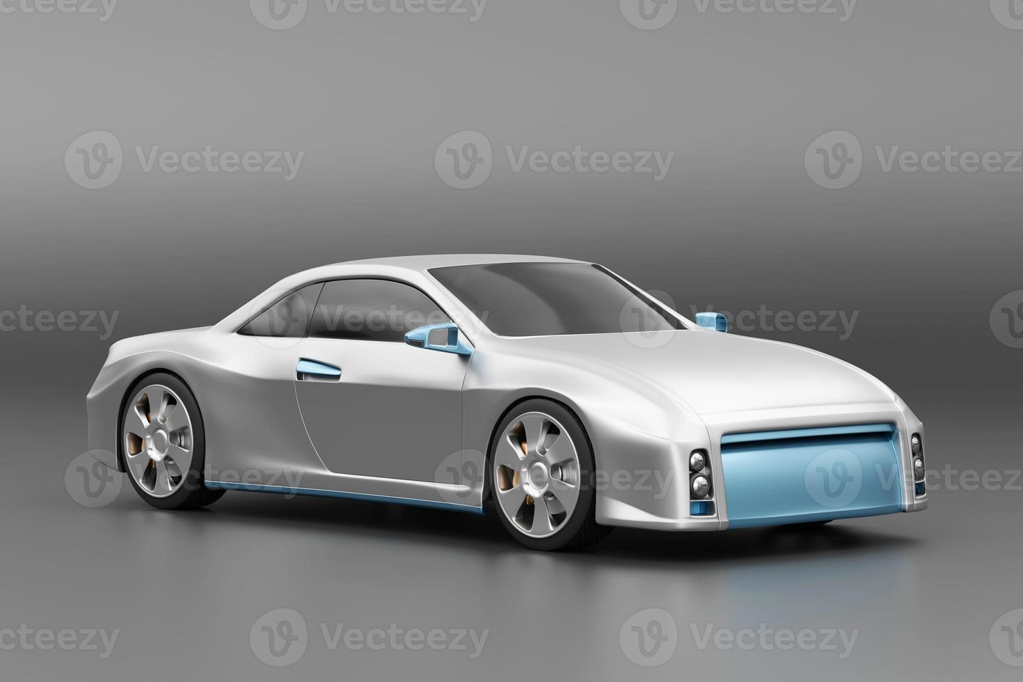 futur concept de voiture de sport placé sur fond brillant rendu 3d photo