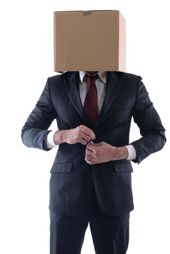 homme d'affaires avec une boîte sur la tête photo