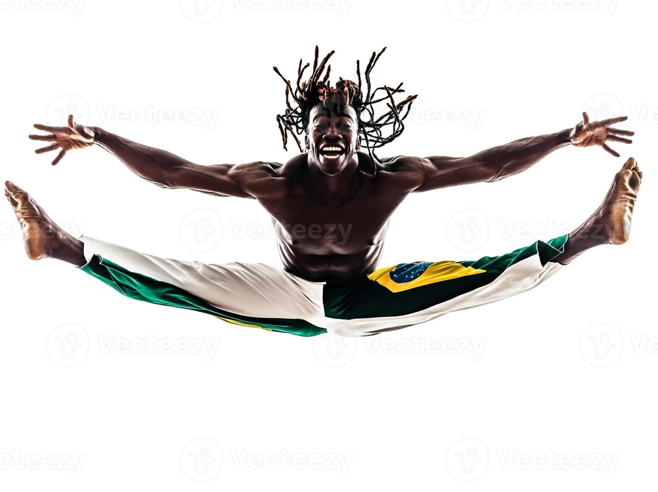 brésilien noir homme danseur danse capoeira silhouette photo