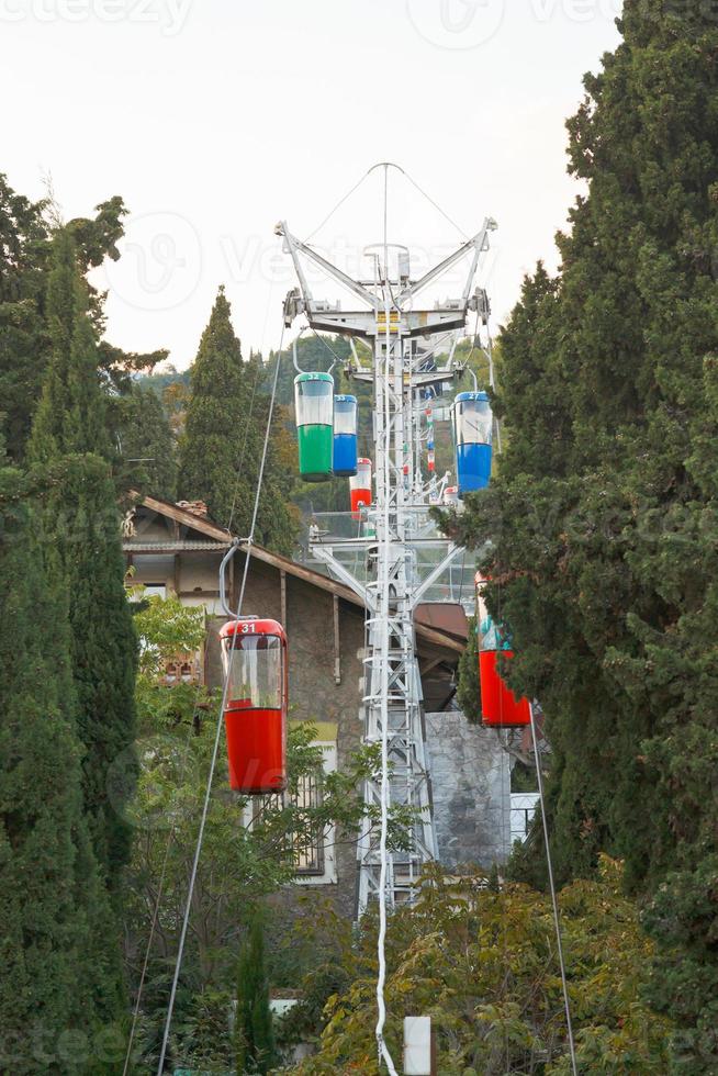 petit téléphérique urbain vers la colline de darsan dans la ville de yalta photo