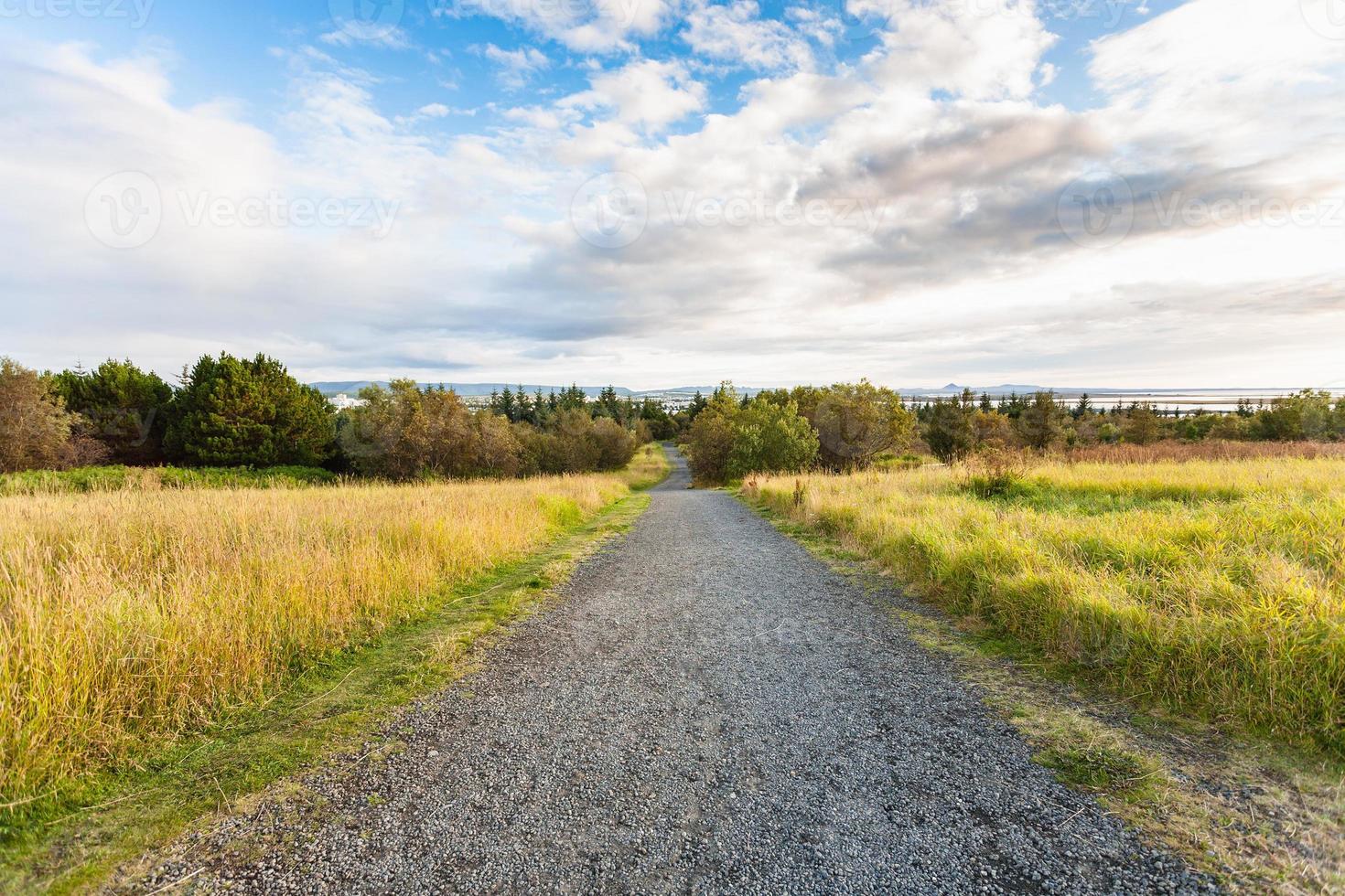 chemin de terre à proximité de la ville de reykjavik photo