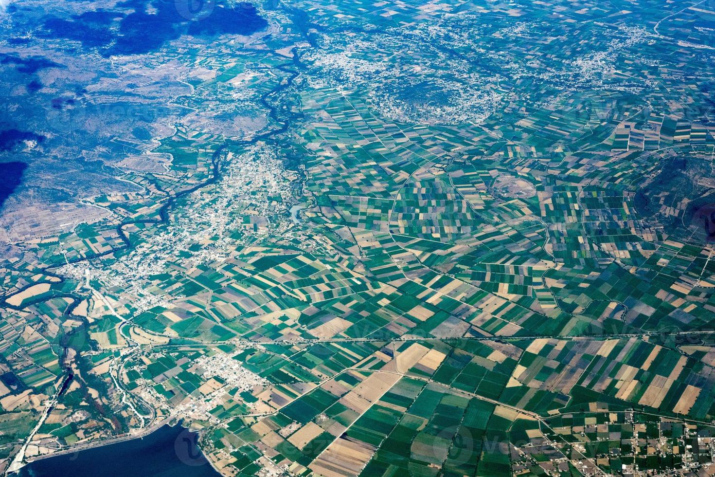 champs cultivés vue aérienne paysage photo
