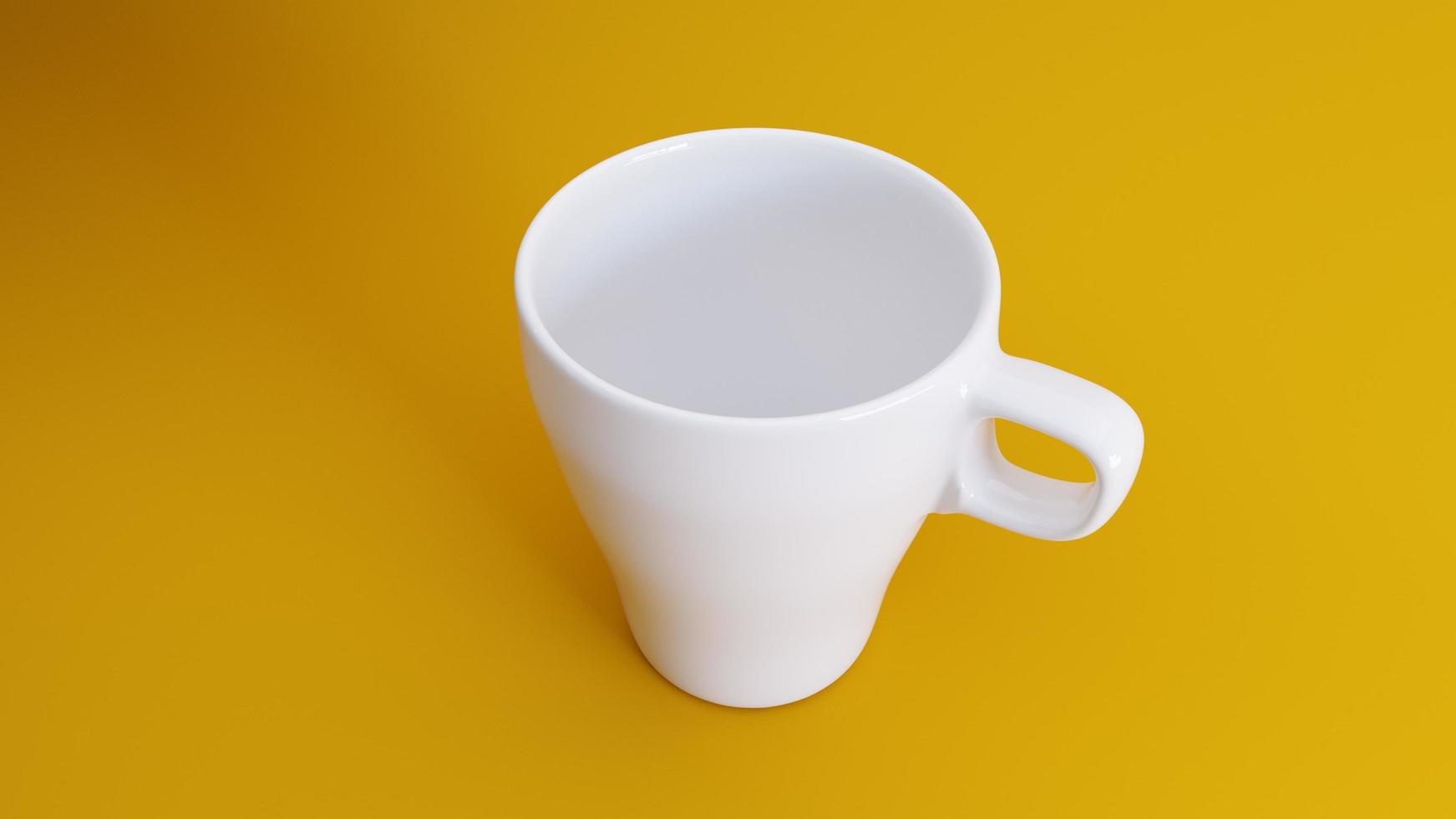 tasse blanche sur fond jaune photo