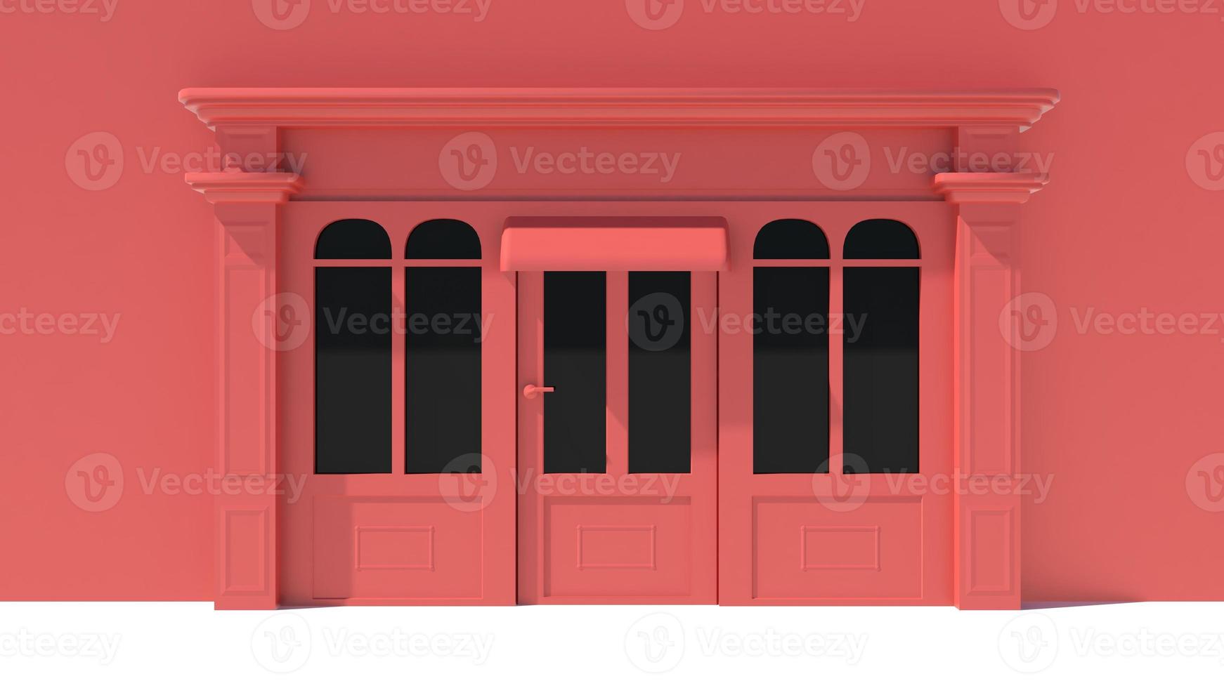 vitrine ensoleillée avec de grandes fenêtres façade de magasin blanc et rouge photo