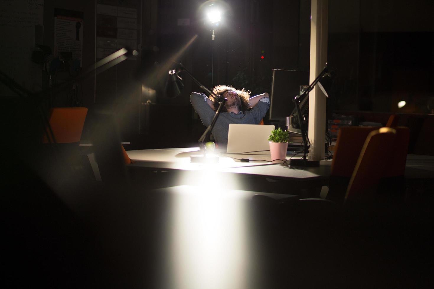 homme d'affaires relaxant au bureau photo