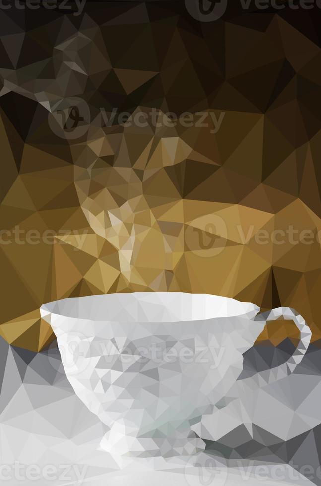 tasse polygonale de café avec une soucoupe et de la vapeur. photo