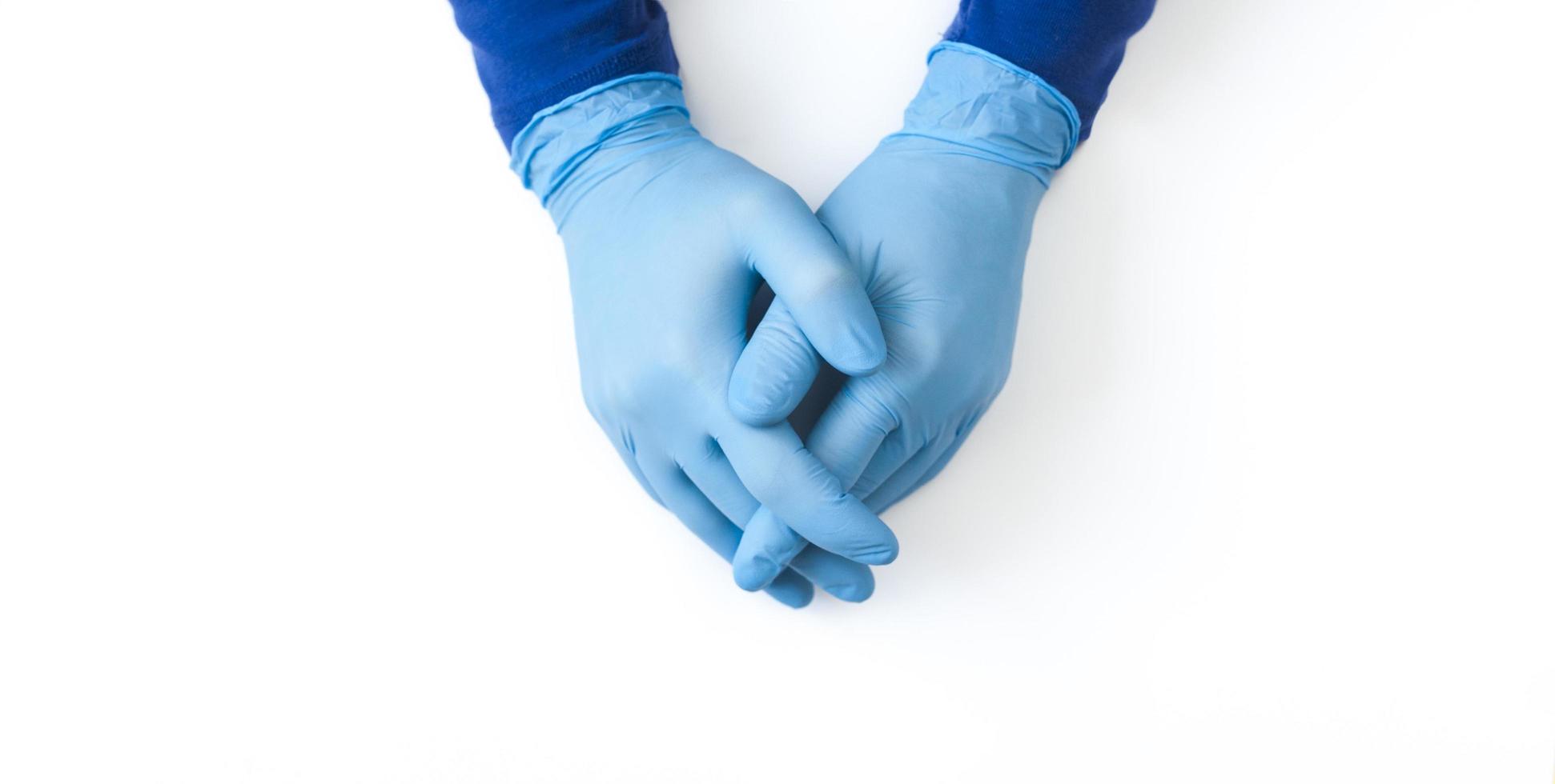 bannière de gants en nitrile bleu photo