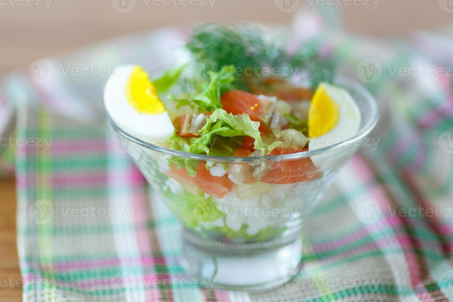 salade au saumon et riz aux légumes photo