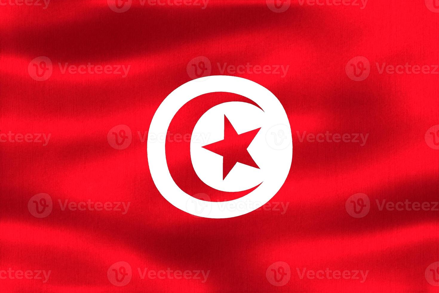 Illustration 3d d'un drapeau tunisien - drapeau en tissu ondulant réaliste photo