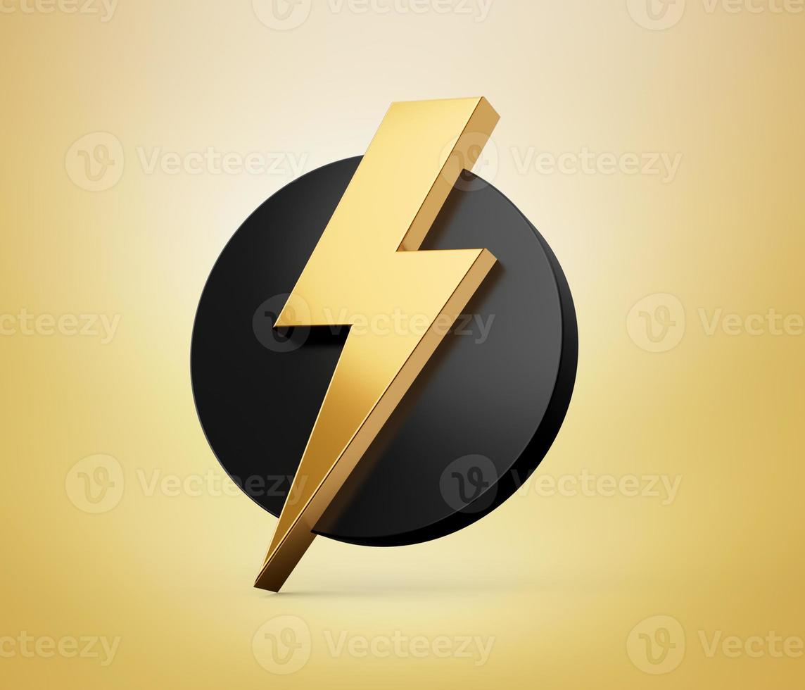 création de logo Thunderbolt dans un cercle noir illustration 3d photo