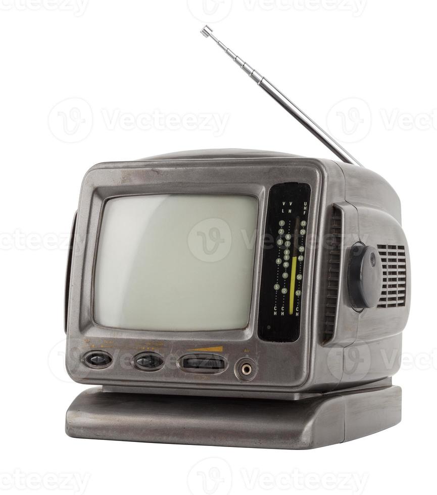 Ancien téléviseur crt analogique protable de 5,5 pouces isolé sur blanc photo