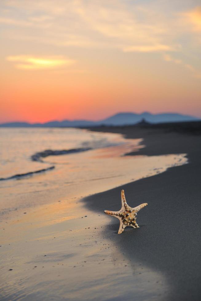 coucher de soleil sur la plage d'été avec étoile sur la plage photo