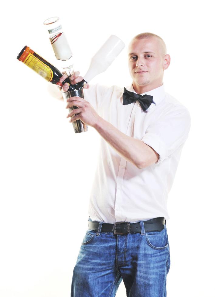 portrait de barman isolé sur fond blanc photo